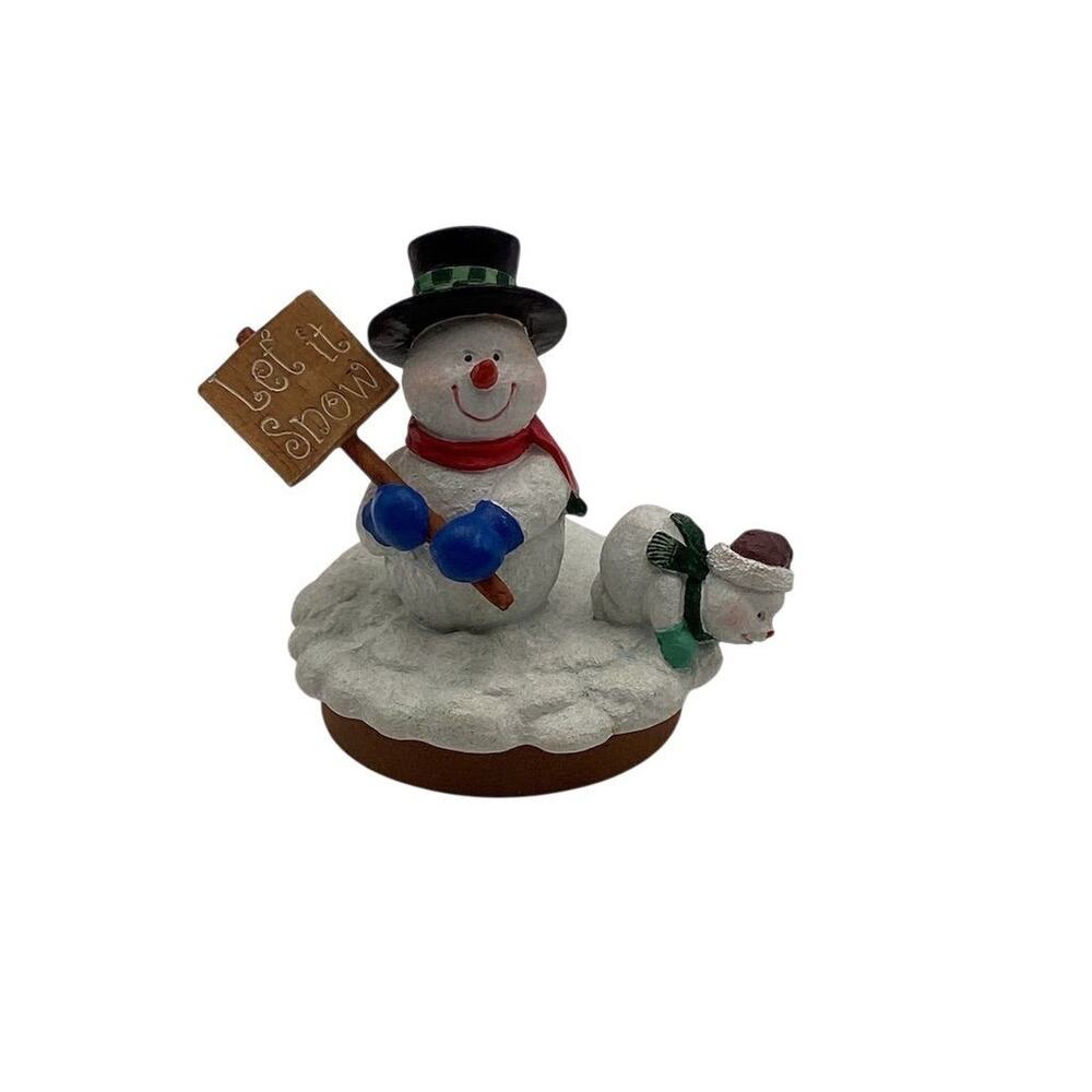 Vintage "Let It Snow" Snowman Figurine Christmas Decor